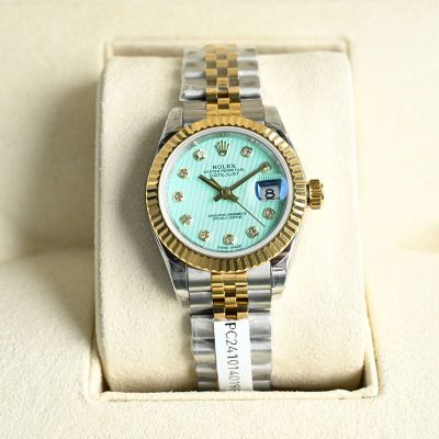 Rolex Datejust 28mm Japan Imported Movement 904L Steel 18K Green Dial Watch